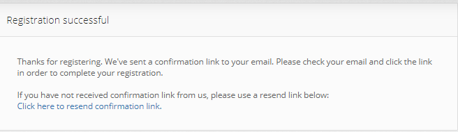 Verification & resend link email page