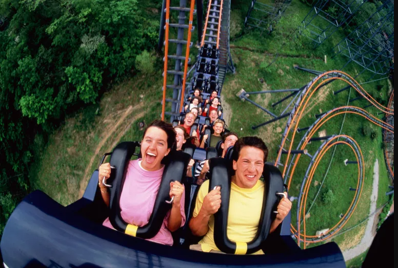 People on a roller coaster